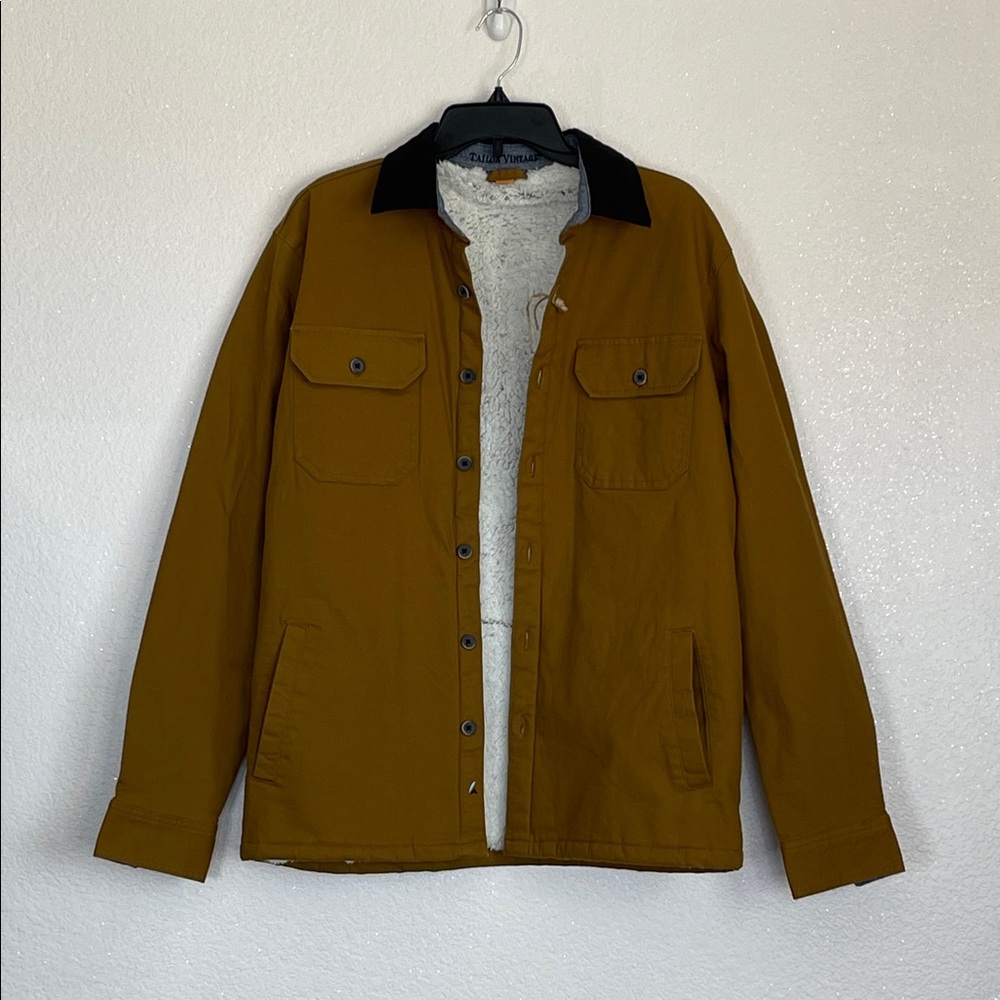 Tailor Vintage Tan canvas Barn Jacket with Black Details size M